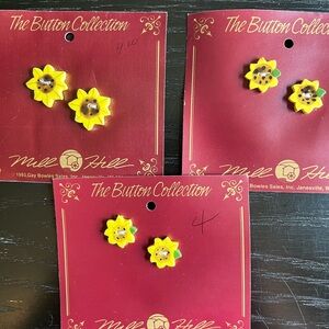 Set of 3 Mill Hill Sunflower Buttons